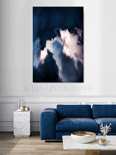 Large Cloud Blue Painting Original Cloud Painting by Julia Apostolova, Stormy Clouds, Indigo Wall Art Canvas Print Dark Cloud Wall Art Celestial Large Modern Trend Decor, canvas art gifts for him, abstract painting prints, Cloudscape Contemporary Art