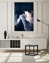 Indigo Wall Art of Stormy Clouds Large Cloud Blue Painting Canvas Print from Original Cloud Painting