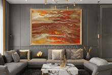 Abstract Painting, Gold Copper Wall Art, Autumn Art Home Decor, Modern Canvas, 'Crossing The Desert'