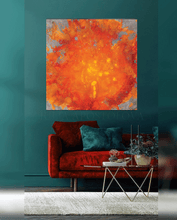 Abstract Orange Sunset Painting, Textured Modern Canvas Art - Artist Julia Apostolova