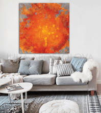 Abstract Orange Sunset Painting, Textured Modern Canvas Art - Artist Julia Apostolova