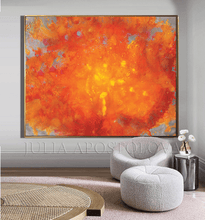 Abstract Orange Sunset Painting, Textured Modern Canvas Art - Artist Julia Apostolova