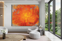 Abstract Orange Sunset Painting, Textured Modern Canvas Art - Artist Julia Apostolova