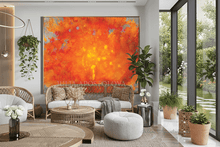 Abstract Orange Sunset Painting, Textured Modern Canvas Art - Artist Julia Apostolova