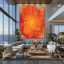 Abstract Orange Sunset Painting, Textured Modern Canvas Art - Artist Julia Apostolova