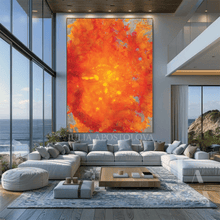 Abstract Orange Sunset Painting, Textured Modern Canvas Art - Artist Julia Apostolova