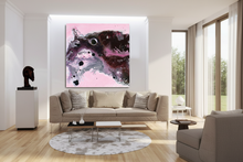 Pink, Black and Gray, Watercolor Painting, Abstract Canvas Print, Modern Home Office Decor, Wall Art