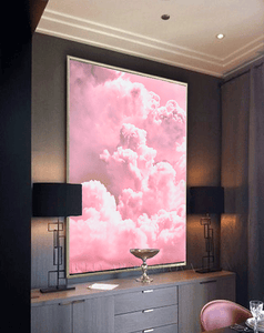 Pink Cloud Painting, Pink Wall Art Fluffy Clouds Large Abstract Cloud Painting Trend Wall Decor Nursery Art, Gift for Her, Julia Apostolova, livingroom art decor, gift for girl, large wall art, trendy pink art decor, Clouds Pink Sky Large Cloud Painting, Wall Art Canvas Pink Abstract Trendy Art Decor, Pink Blush Painting, cloud wall art print, bright sky, bedroom art, office art, dreaming art, oil painting, pink art, pink painting, huge canvas, nursery decor