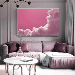 Pink Wall Art Clouds Pink Sky Large Cloud Painting Minimalist Wall Art Canvas Pink Abstract Trendy Art Decor, Pink Cloud Painting, Pink Blush Painting, Large Cloud Canvas Dark Fuchsia Abstract Trending Art, pink wall art, cloud wall art print, Julia Apostolova, pink wall art decor, pink sky and clouds, bright sky, bedroom art, office art, gift fro her, dreaming art, oil painting, pink art, pink painting, huge canvas, nursery decor, art for girl, trendy pink art decor, large wall art