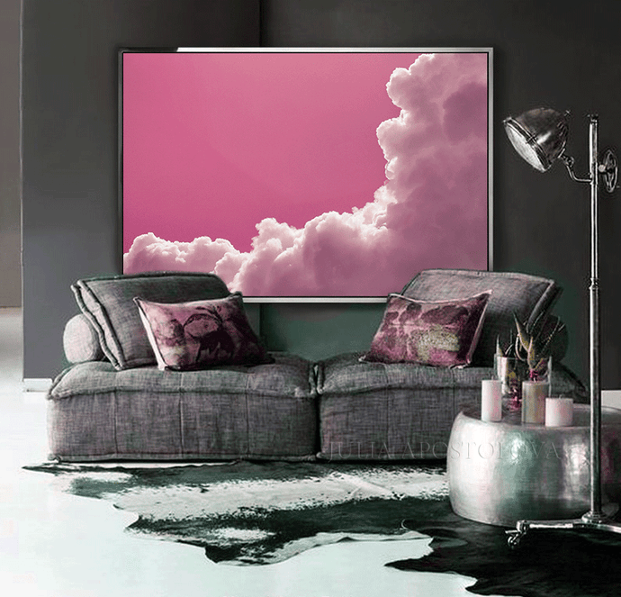 Pink Wall Art, livingroom art decor, gift for girl, large wall art, trendy pink art decor, Clouds Pink Sky Large Cloud Painting, Minimalist Wall Art Canvas Pink Abstract Trendy Art Decor, Pink Cloud Painting, Pink Blush Painting, Large Cloud Canvas Dark Fuchsia Abstract Trending Art, cloud wall art print, Julia Apostolova, pink wall art decor, pink sky and clouds, bright sky, bedroom art, office art, gift fro her, dreaming art, oil painting, pink art, pink painting, huge canvas, nursery decor,