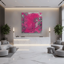 Pink and Silver Elegant Abstract Canvas Wall Art, Large Print, Painting, Modern Decor, Gift for Her