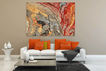 Red Gold Wall Art Colorful Abstract Canvas Print, Gold Silver Art, Large Painting, 'Endless Passion'
