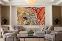 Red Gold Wall Art Colorful Abstract Canvas Print, Gold Silver Art, Large Painting, 'Endless Passion'