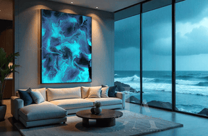Ocean-Inspired Seascape Painting in Blue and turquoise for Coastal Home Decor.