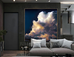 Cloud Painting Stormy Cloud Abstract Art by artist Julia Apostolova, Living room Art, Large Cloud Wall Art Canvas Print for Modern Home Office Decor, Cloud Print on high qualify Canvas from Original Dark Blue Wall Art, Celestial Art, Trend Art for Bedroom, bedroom art, Office, Hotel, Restaurant, also ideal gift for him, art for him, hotel lobby decor, airbnb wall decor, large canvas print, Celestial Clouds, affordable art, visual art, bathroom art