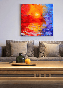 Colorful Wall Art Abstract Sunset Painting ''Majestic sunset'' Modern Canvas Wall Decor, Red Gold Painting, Extra Large Abstract Art Boho Wall Art, Gift for Him, Extra Large Canvas Wall Art, Julia Apostolova, Minimalist READY TO HANG Alcohol Ink Art, bold color, romantic sea Painting, zen wall art, Contemporary Art, Abstract Art, Modern Art Decor, Original Painting, sunset wall art, office art, birthday gift, living room decor, abstract sunset painting print, marble art, elegant wall art decor, seascape