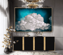 Celestial Clouds Large Abstract Cloud Wall Art Modern Painting Print on Canvas for Trend Wall Decor by Julia Apostolova, Cumulus Clouds, Blue White Cloud Art,  Luxury Wall Decor, Hotel Wall Art, Extra Large Wall Art Print, Celestial Abstract, Blue White Cloud Wall Art Large Textured Canvas, Cloud Painting, Night Sky, Decor, Interior, Bedroom, Living Room, Celestial Wall Art, Clouds, Canvas Wall Art, Art over Bed, Stars, Dreamy Decor, Hotel Lobby Art, Celestial Wall Art, Nursery Print,