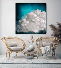 Cloud Print on high qualify Canvas from Original Cloud Painting by artist Julia Apostolova, Teal Painting Abstract Celestial Cloud Wall Art Extra Large Canvas Art for Modern Home Office Decor, perfect Teal Wall Art Trend Decor for Bedroom, Living room Office, Hotel, Restaurant, also ideal gift for him, art for living room, bedroom art above bed, office art, art for him, boho art, hotel lobby decor, airbnb wall decor, large canvas print, Celestial Clouds, affordable art, visual art, bedroom art, office