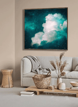Celestial Boho Decor, Abstract Cloud Painting, Large Teal Wall Art on Canvas, Nordic Modern Art, Dark Teal Painting Abstract Cloud Wall Art Celestial Large Canvas Art for Modern Home Office Decor Cloud Wall Art on high qualify Canvas from Original Cloud Painting by artist Julia Apostolova, perfect Teal Wall Art Trend Decor for Bedroom, Living room Office, Hotel, Restaurant, also ideal gift for him, art for living room, bedroom art above bed, office art, art for him, hotel lobby decor, airbnb wall decor