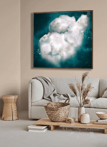 Boho Chic Style Modern Artwork for Stylish Home Decor, Dark Teal Painting Abstract Cloud Wall Art Celestial Large Teal Wall Art Cloud Painting Canvas Set, Large Canvas Art for Modern Home Office DecorCloud Wall Art on high qualify Canvas from Original Cloud Painting by artist Julia Apostolova, perfect Teal Wall Art Trend Decor for Bedroom, Living room Office, Hotel, Restaurant, also ideal gift for him, art for living room, bedroom art above bed, office art, art for him, hotel lobby decor, airbnb wall decor