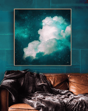 Dark Teal Painting Abstract Cloud Wall Art Celestial Large Canvas Art for Modern Home Office DecorCloud Wall Art on high qualify Canvas from Original Cloud Painting by artist Julia Apostolova, perfect Teal Wall Art Trend Decor for Bedroom, Living room Office, Hotel, Restaurant, also ideal gift for him, art for living room, bedroom art above bed, office art, art for him, hotel lobby decor, airbnb wall decor, large canvas print, affordable art, visual art, art above couch