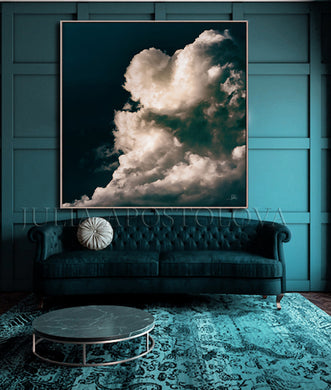 Stormy Clouds Cloud Painting, Cloud Abstract Art, Dark Teal Wall Art of Canvas for Modern Trend Decor Office Decor, Cloud Print on high qualify Canvas from Original Dark Blue Wall Art by artist Julia Apostolova, Celestial Art, Trend Art for Bedroom, Living room Office, Hotel, Restaurant, also ideal gift for him, art for him, hotel lobby decor, airbnb wall decor, large canvas print, Celestial Clouds, affordable art, visual art, bathroom art, bedroom art
