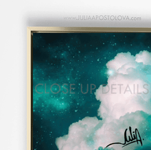 Celestial Boho Decor, Abstract Cloud Painting, Large Teal Wall Art on Canvas, Nordic Modern Art, Dark Teal Painting Abstract Cloud Wall Art Celestial Large Canvas Art for Modern Home Office Decor Cloud Wall Art on high qualify Canvas from Original Cloud Painting by artist Julia Apostolova, perfect Teal Wall Art Trend Decor for Bedroom, Living room Office, Hotel, Restaurant, also ideal gift for him, art for living room, bedroom art above bed, office art, art for him, hotel lobby decor, airbnb wall decor