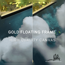 Transformative Teal Clouds Gold Framed Paintings, Minimalist Teal wall art, Gift for someone special