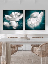 Large Teal Wall Art Cloud Painting Canvas Set, Boho Chic Style Modern Artwork for Stylish Home Decor, Dark Teal Painting Abstract Cloud Wall Art Celestial Large Canvas Art for Modern Home Office DecorCloud Wall Art on high qualify Canvas from Original Cloud Painting by artist Julia Apostolova, perfect Teal Wall Art Trend Decor for Bedroom, Living room Office, Hotel, Restaurant, also ideal gift for him, art for living room, bedroom art above bed, office art, art for him, hotel lobby decor, airbnb wall decor