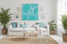 Turquoise Painting Teal Wall Art Minimalist Coastal Decor, Spa Zen Decor - 'Maldivian Dreams'