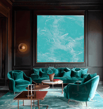 Turquoise Painting Teal Wall Art Minimalist Coastal Decor, Spa Zen Decor - 'Maldivian Dreams'