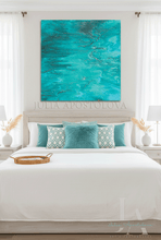 Turquoise Painting, Minimalist Teal Wall Art Abstract Print, Modern Coastal Decor - Julia Apostolova