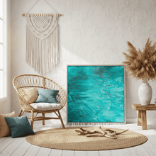 Turquoise Painting, Minimalist Teal Wall Art Abstract Print, Modern Coastal Decor - Julia Apostolova