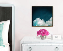 Cloud Paintings & Gold Floating Frames, Minimalist Teal wall art, Perfect Gift for someone special