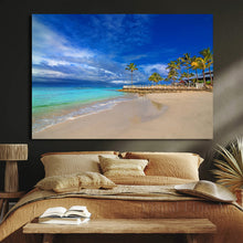 Tropical Beach Photography on Canvas – Palm Trees Large Coastal Wall Art - Caribbean Memories