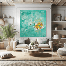 Turquoise Wall Art, Original Wall Art, Minimalist Abstract Seascape Painting, Green Wall Art, Julia Apostolova, Romantic Floral Abstract Painting Elegant Gold Leaf Art, Pastel Colors, Modern Romantic tender art, Original Abstract Gold Leaf Painting, Art Gift for Her, Girls Room Decor, Interior Decor, Interior Design, Interior Designers, Kids Room Decor, Wall Art Design, Gold Leaf Wall Art, Glitter, Golden Accents, Modern Decor, Zen, Floral Art, Floral Abstract, Original Wall Art, Original Artwork