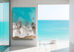 Turquoise Waters, Aerial Photography, Greece Beach Art Zen Decor, Drone Photo, Coastal Wall Art Canvas, Zen Art, Sea and Rocks, Greek Islands, Drone Photography, Julia Apostolova, Summer Wall Decor, Waves, Rhodes Islands, turquoise zen minimalist art, nordic decor, scancinavian, interior, modern art, trend art decor, greece from above, bedroom art, livingroom wall decor, trendy interior, spa decor, turquoise art, large wall art