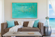 turquoise gold leaf minimalist painting