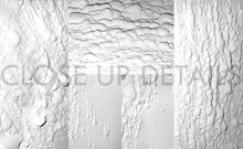 Close Ups details of white abstract painting with minimalist design and risch 3d textures .