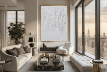 White 3d Texture Minimalist Abstract Painting - Wabi Sabi Wall Art Decor - Julia Apostolova
