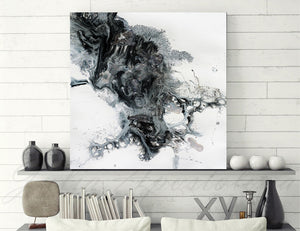 Modern Black and White Abstract Print, Ready To Hang, Large Wall Art, Print on Canvas, Black White Painting, Black White Modern Art, Contemporary Art by Julia Apostolova, Interior Design, Interior Designer