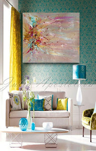 Original Abstract Painting Wall Art with Pastel Colours by Fine Artist Julia Apostolova
