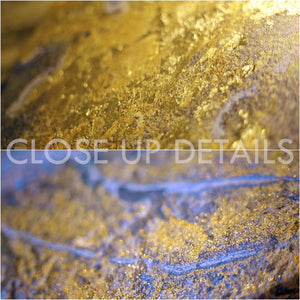 Blue Gold Abstract, Fluid Painting, Gold Leaf Art, Julia Apostolova, Ocean Painting, Coastal Decor, Interior, Canvas Print, Gold Leaf Metallic Shining Accents, close ups, Coastal Wall Art