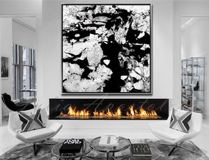 Modern Black and White Abstract Print, Ready To Hang, Large Wall Art, Print on Canvas, Black White Painting, Black White Modern Art, Contemporary Art by Julia Apostolova, Interior Design, Interior Designer, white black gold white art, white, watercolour, watercolor print watercolor painting, watercolor canvas art watercolor walldecor wall decor wall art vintage, trending decor, trending art, stretched canvas, square art