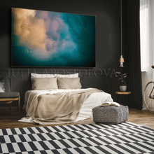 Teal Wall Art Oversize Abstract Painting Textured Canvas Print, Livingroom, Bedroom, Boho Wall Decor, Large Canvas Art Abstract, Print Wall Art, Boho Decor, Contemporary Wall Decor, Abstract Wall Art, Large Canvas Print, Teal Minimal, Modern Painting, Minimalist Painting, Julia Apostolova, Abstract Wall Art Elegant Painting, Large Wall Art, Modern Decor, oil wall art, wall decor, teal wall art, celestial painting, modern decor, zen wall art, zen painting, trend art, large art, bedroom, interior, hallway