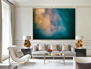 Teal Wall Art Oversize Abstract Painting Textured Canvas Print, Livingroom, Bedroom, Boho Wall Decor, Large Canvas Art Abstract, Print Wall Art, Boho Decor, Contemporary Wall Decor, Abstract Wall Art, Large Canvas Print, Teal Minimal, Modern Painting, Minimalist Painting, Julia Apostolova, Abstract Wall Art Elegant Painting, Large Wall Art, Modern Decor, oil wall art, wall decor, teal wall art, celestial painting, modern decor, zen wall art, zen painting, trend art, large art, living room, interior, hallway