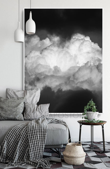 Large Black White Wall Art in living room 