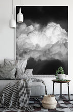 Black White Cloud Wall Art Canvas Print, Black White Cloud Abstract Painting Minimalist Trendy Decor