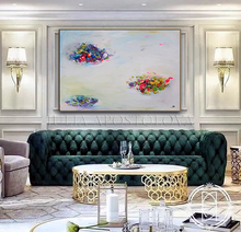 Large Abstract Painting Elegant Wall Art, Minimalist Canvas Painting, Zen Art Decor 'Rainbow Clouds'