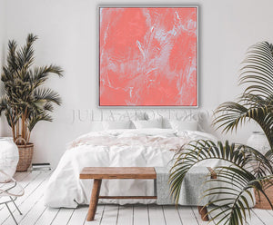 Coral Abstract Art, Coral Painting, Coral Wall Art, Minimalist Art, Julia Apostolova, Light Salmon Pink Wall Art Decor, Pastel Colors Canvas, Living Room, Bedroom, Offfice, Interior, Dercor, Girls Room Decor, Nursery, Design, Minimalist Art, Interior Designer, Art over Bed